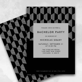 Moderne vrijgezellenfeest Minimal Black Silver Kaart