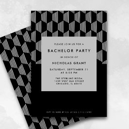 Moderne vrijgezellenfeest Minimal Black Silver Kaart