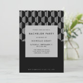 Moderne vrijgezellenfeest Minimal Black Silver Kaart (Staand voorkant)