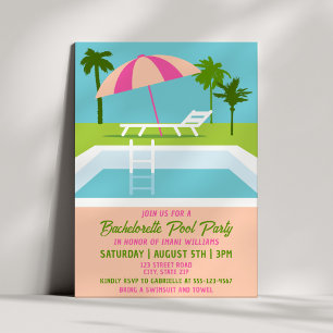 Moderne vrijgezellenfeest Poolparty Zomer Laatste Kaart