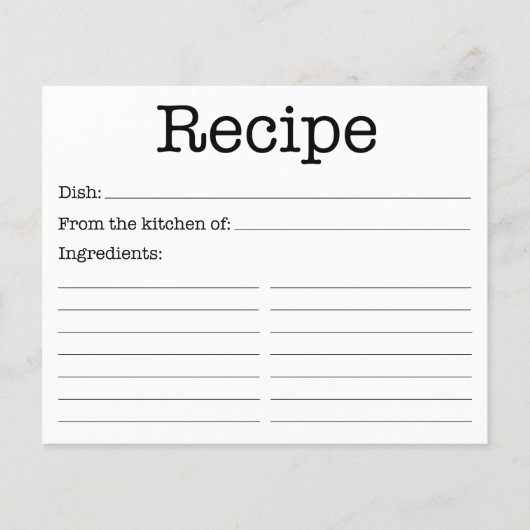 Moderne Vrijgezellenfeest Recipe Kaart (Voorkant)