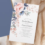 Moderne Vrijgezellenfeest Roze Floral Uitnodiging  Briefpapier<br><div class="desc">Zegt het komende vrijgezellenfeest aan met een moderne roze indigo blauwe waterverf-uitnodigingskaart die de bruid is om te zijn en de gasten zouden willen houden. Met prachtige botanische waterverf bloei en moderne typografie kun je je gemakkelijk aanpassen. Voeg eenvoudig de douchedetails toe of voeg extra informatie toe door op de...</div>