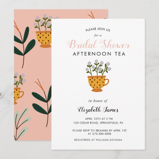 Moderne Vrijgezellenfeest Tea Party Kaart (Voorkant / Achterkant)