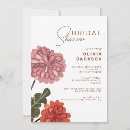 Moderne vrijgezellenfeest van de florale terracott kaart (Voorkant)