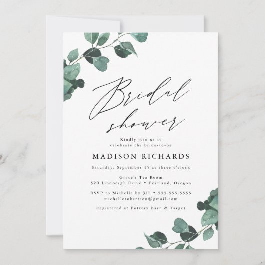 Moderne Vrijgezellenfeest van Eucalyptus Greenery Kaart (Voorkant)