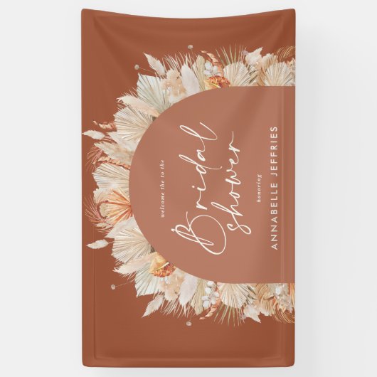 Moderne vrijgezellenfeest van Terracotta pampas Spandoek (Verticaal)