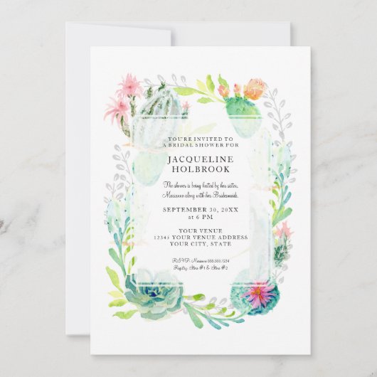 Moderne Vrijgezellenfeest Waterverf woestijn Cactu Kaart (Voorkant)