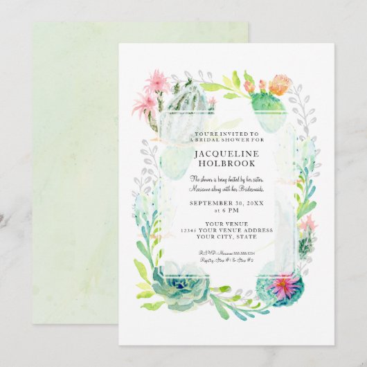 Moderne Vrijgezellenfeest Waterverf woestijn Cactu Kaart (Voorkant / Achterkant)