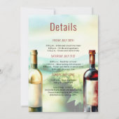 Moderne vrijgezellenfeest wijnproeverij bestemming kaart (Achterkant)