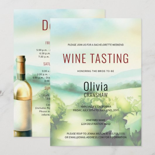 Moderne vrijgezellenfeest wijnproeverij bestemming kaart (Voorkant / Achterkant)