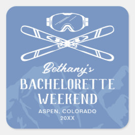 Moderne vrijgezellenskiën vierkante sticker