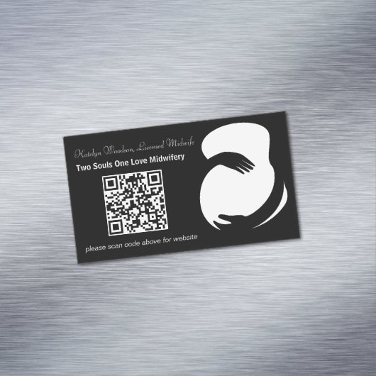 Moderne vroedvrouw Doula Zwangerschap Zwart QR Cod Magnetisch Visitekaartje (Voorbeeld)