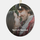 Moderne Vrolijk en Getrouwd Foto Vakantie Keramisch Ornament (Links)