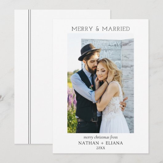Moderne Vrolijk en Getrouwd Pas getrouwd Foto Vaka Feestdagenkaart (Voorkant / Achterkant)