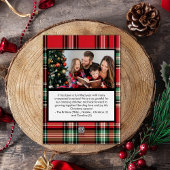 Moderne Vrolijk en Gezegend Rood en Zwart Plaid Folie Feestdagenkaart