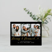 Moderne Vrolijk & Getrouwd Trouwfoto Kerstmis Folie Feestdagen Briefkaart (Staand Voorkant)