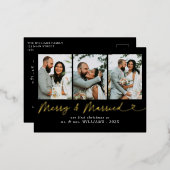 Moderne Vrolijk & Getrouwd Trouwfoto Kerstmis Folie Feestdagen Briefkaart (Voorkant / Achterkant)