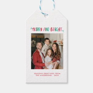 Moderne Vrolijk & Helder Retro Kleurrijke Kerstmis Cadeaulabel