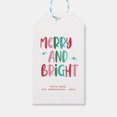 Moderne Vrolijk & Helder Retro Kleurrijke Kerstmis Cadeaulabel (Voorkant)