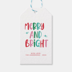 Moderne Vrolijk & Helder Retro Kleurrijke Kerstmis Cadeaulabel