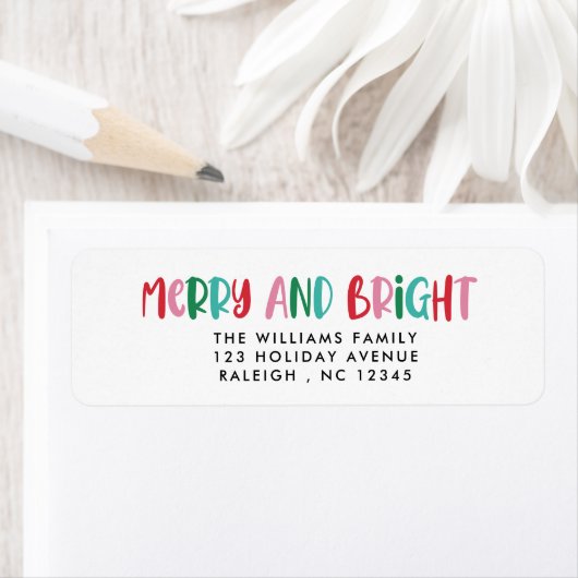 Moderne Vrolijk & Helder Retro Kleurrijke Kerstmis Etiket (Insitu)