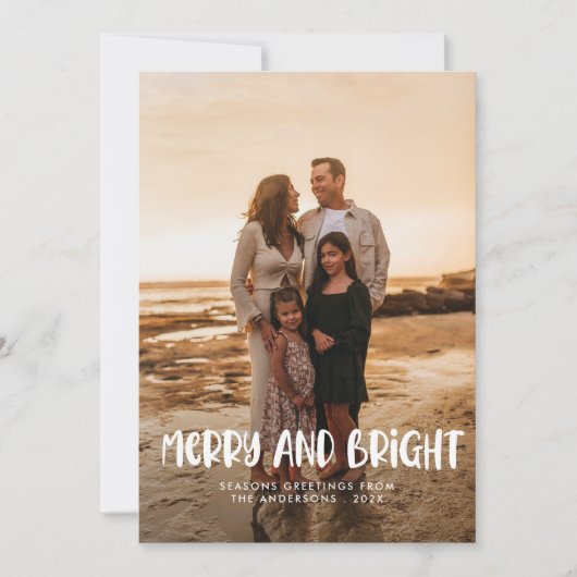 Moderne Vrolijk & Helder Retro Kleurrijke Kerstmis Feestdagenkaart (Voorkant)