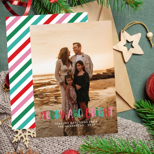 Moderne Vrolijk & Helder Retro Kleurrijke Kerstmis Feestdagenkaart