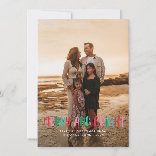 Moderne Vrolijk & Helder Retro Kleurrijke Kerstmis Feestdagenkaart (Voorkant)