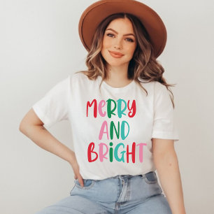 Moderne Vrolijk & Helder Retro Kleurrijke Kerstmis T-shirt