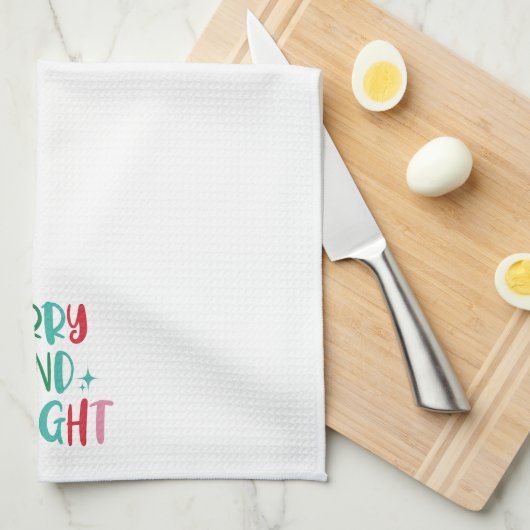 Moderne Vrolijk & Helder Retro Kleurrijke Kerstmis Theedoek (Quarter Fold)