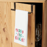 Moderne Vrolijk & Helder Retro Kleurrijke Kerstmis Theedoek<br><div class="desc">Moderne minimalistische Merry & Bright Retro Kleurrijke Kerst Familie PhotoScript Boho Kerstkaarten Stripes bericht voor elke douane of vragen.</div>