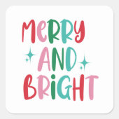 Moderne Vrolijk & Helder Retro Kleurrijke Kerstmis Vierkante Sticker (Voorkant)