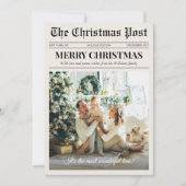 Moderne vrolijk kerst krant foto feestdagenkaart (Voorkant)