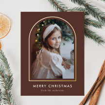 Moderne vrolijk kerstfeest bruine boog foto