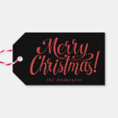 Moderne vrolijk kerstfeest cadeaulabel (Achterkant Horizontaal)