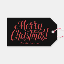 Moderne vrolijk kerstfeest  cadeaulabel