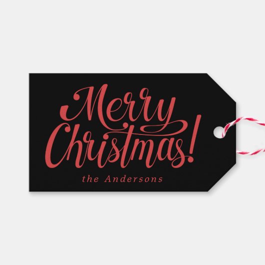 Moderne vrolijk kerstfeest cadeaulabel (Voorkant (Horizontaal))