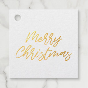 Moderne Vrolijk Kerstfeest echte gouden folie Bedankjes Labels