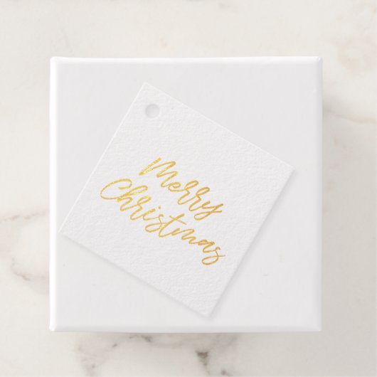 Moderne Vrolijk Kerstfeest echte gouden folie Bedankjes Labels (Met doos)