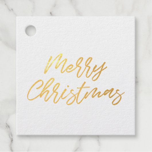 Moderne Vrolijk Kerstfeest echte gouden folie Bedankjes Labels (Voorkant)