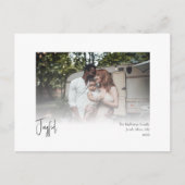 Moderne, vrolijk kerstscript, foto feestdagenkaart (Voorkant)