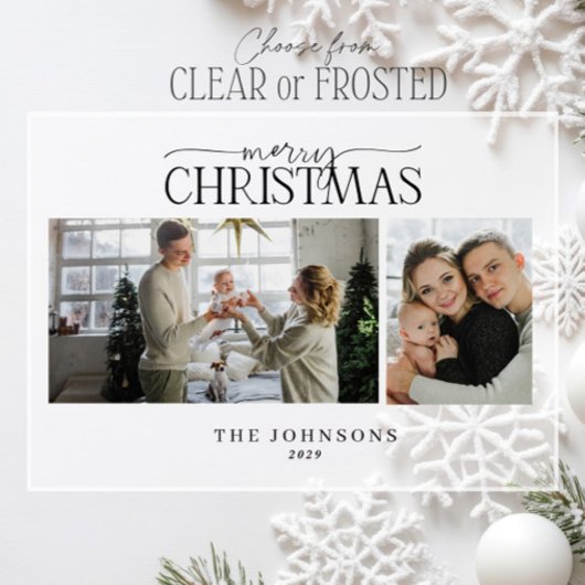 Moderne Vrolijk Kerstscript Fotovakantie Acryl Uitnodigingen