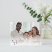 Moderne, vrolijk kerstscript, volledige foto feestdagenkaart (Staand voorkant)