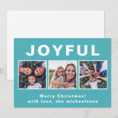 Moderne, vrolijk kerstvibrant blauwe foto Collage Feestdagenkaart (Voorkant / Achterkant)