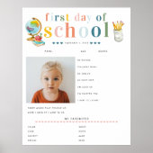 Moderne vrolijke belettering | 1e schooldag poster (Voorkant)