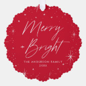 Moderne vrolijke en felrode vakantiefoto ornament kaart (Voorkant)