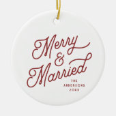 Moderne vrolijke en getrouwde foto vet script | Re Keramisch Ornament (Voorkant)