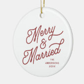 Moderne vrolijke en getrouwde foto vet script | Re Keramisch Ornament (Links)