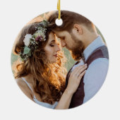 Moderne vrolijke en getrouwde foto vet script | Re Keramisch Ornament (Achterkant)