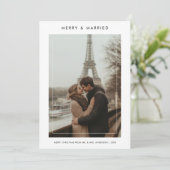 Moderne vrolijke en getrouwde kerstfoto feestdagenkaart (Staand voorkant)